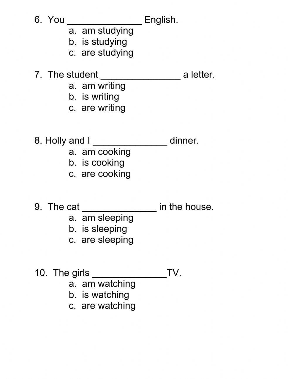 Present Continuous - Affirmative