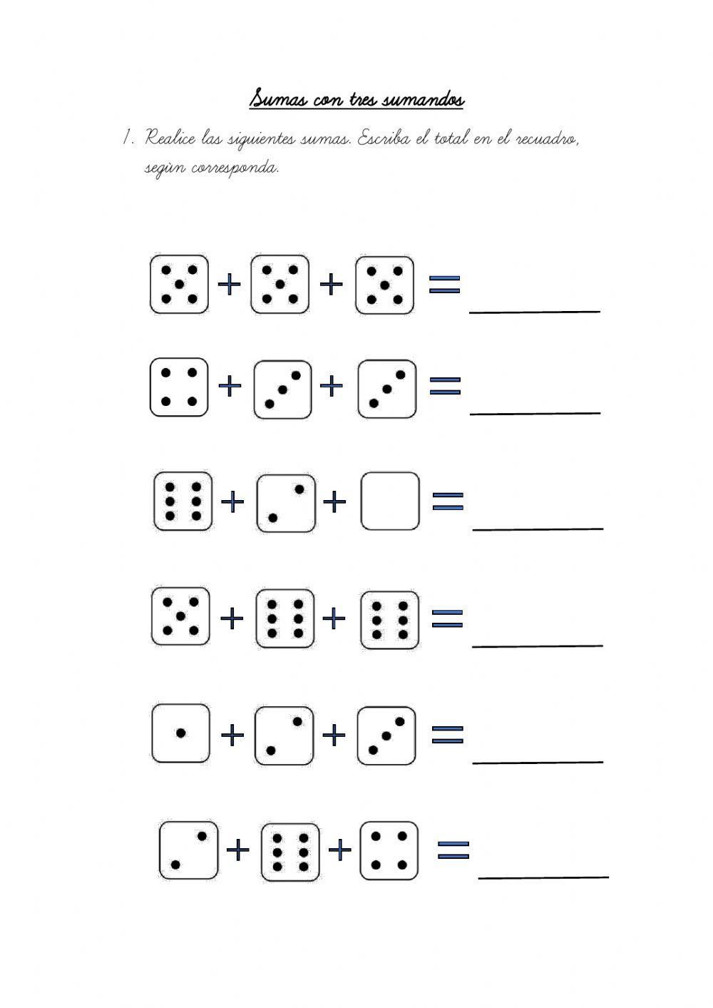 Sumas con tres sumandos