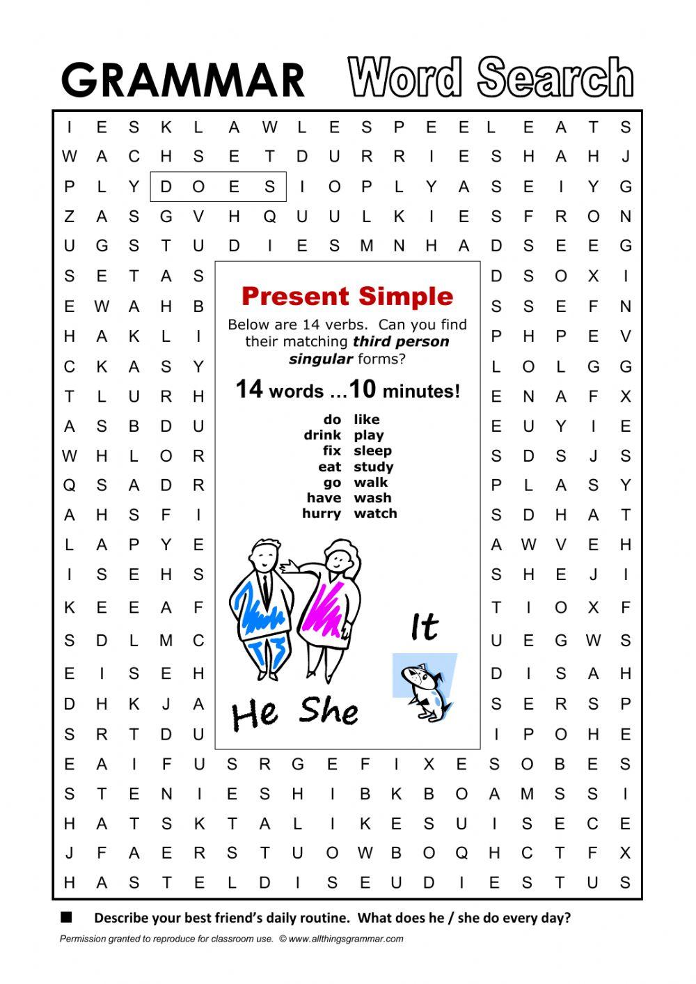 Simple Present word search