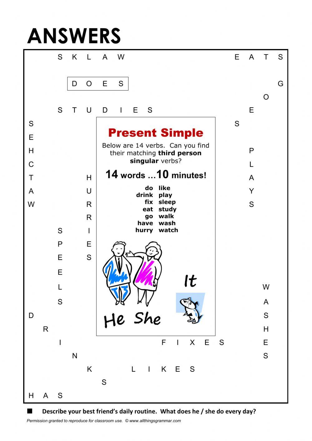 Simple Present word search