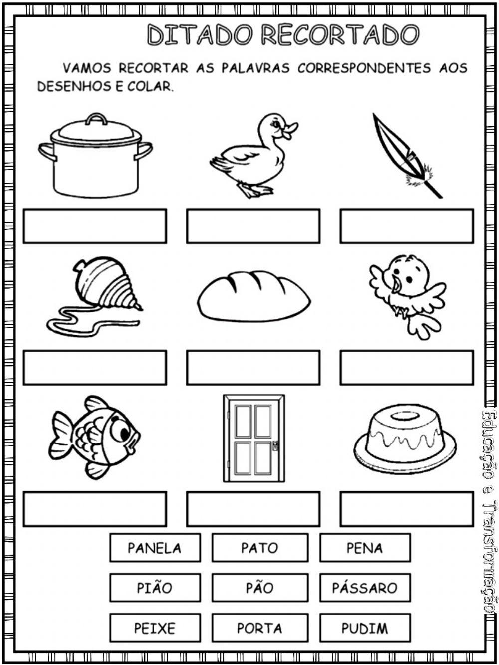 Ditado recortado letra P.