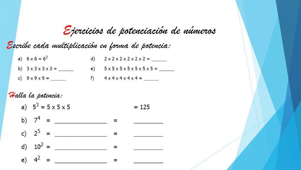 Ejercicios de potencia