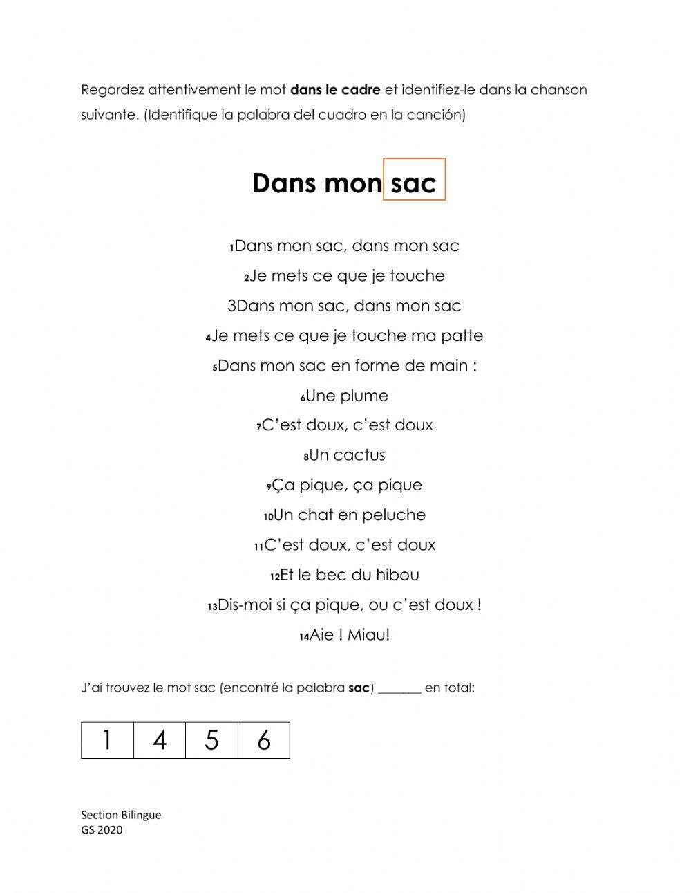 Tatou dans mon sac chanson