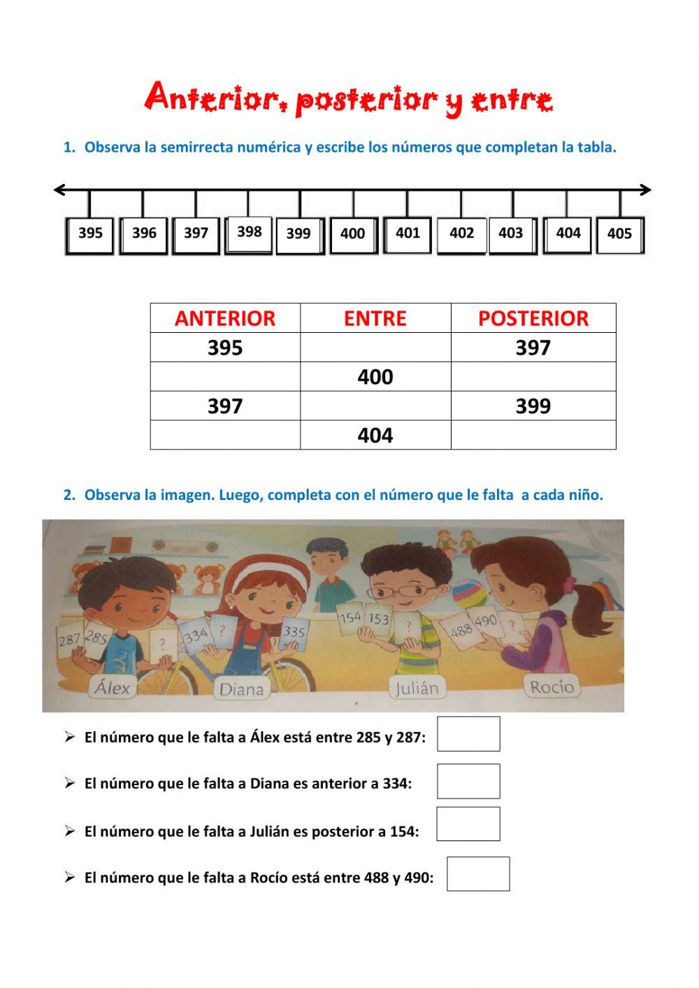 Anterior, posterior y entre Anterior, posterior y entre