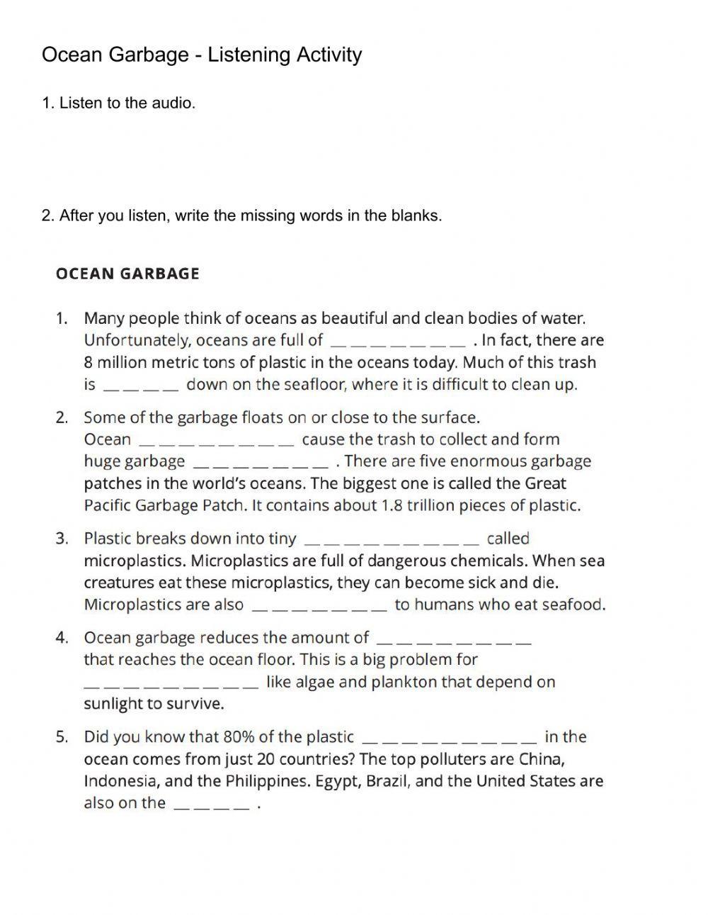 Ocean Garbage Listening