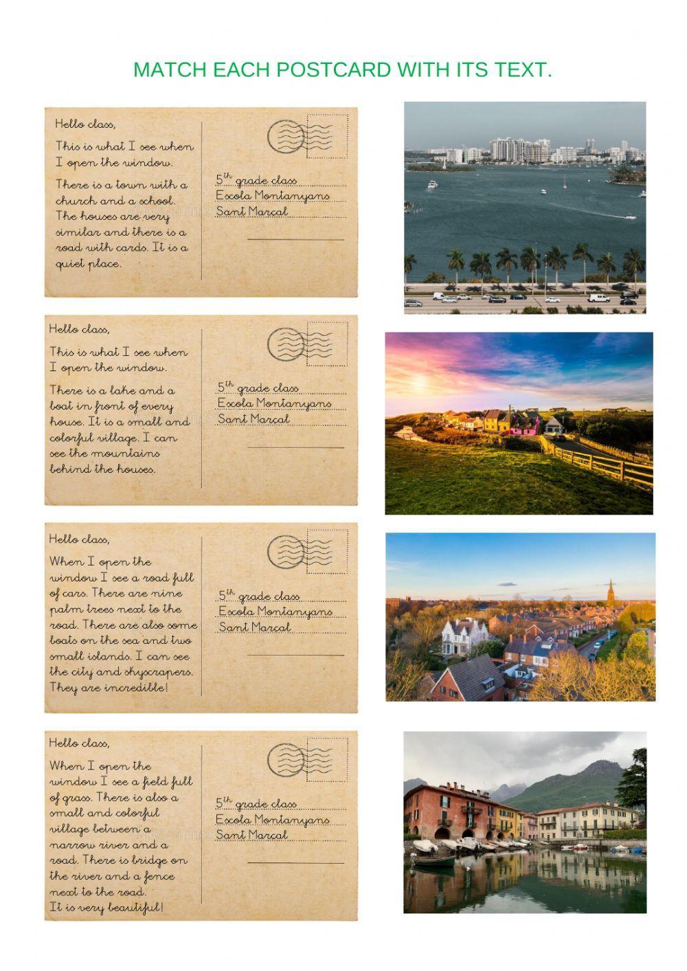 Descriptions in a postcard