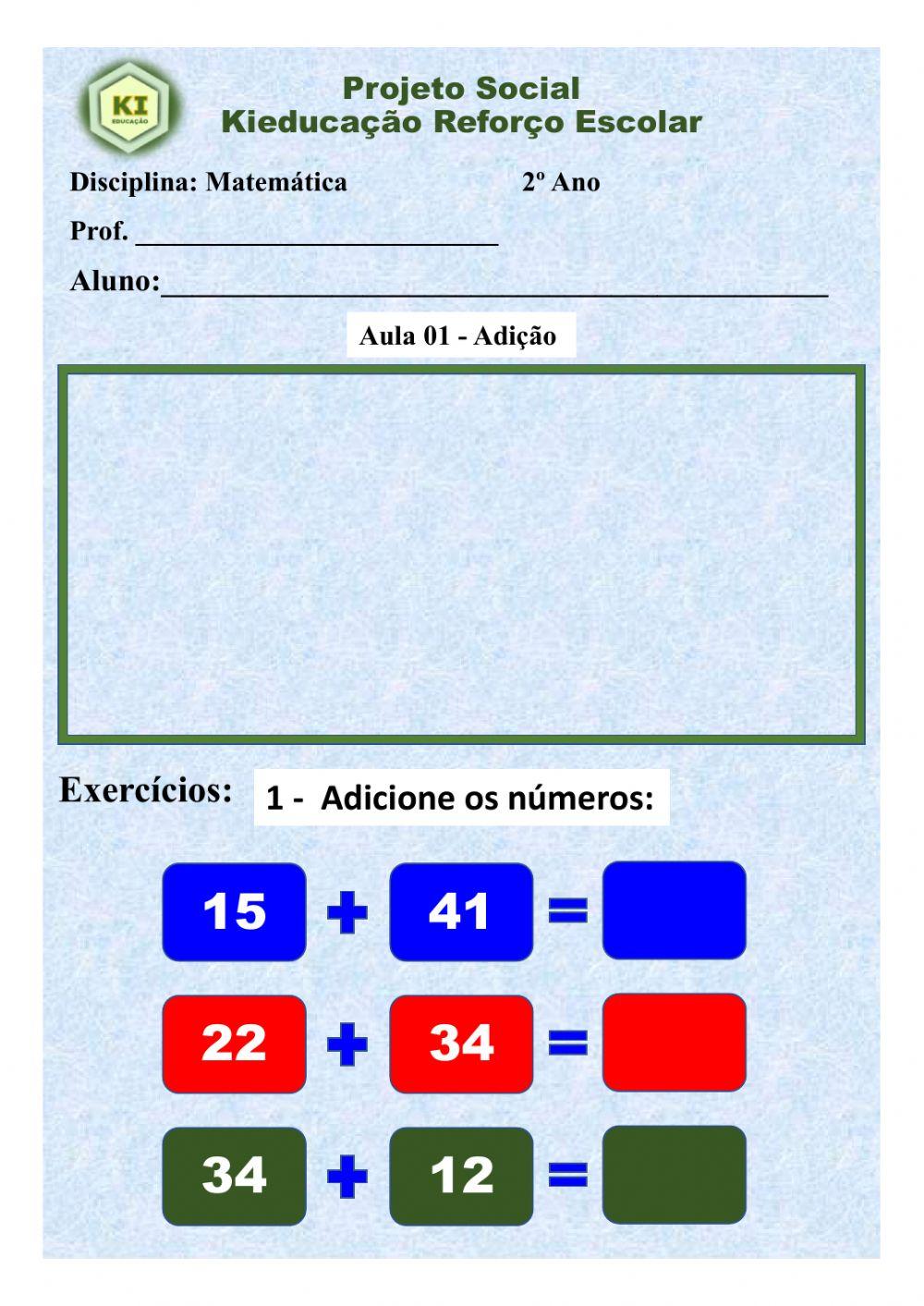 Aula 01 Adição 2º ano