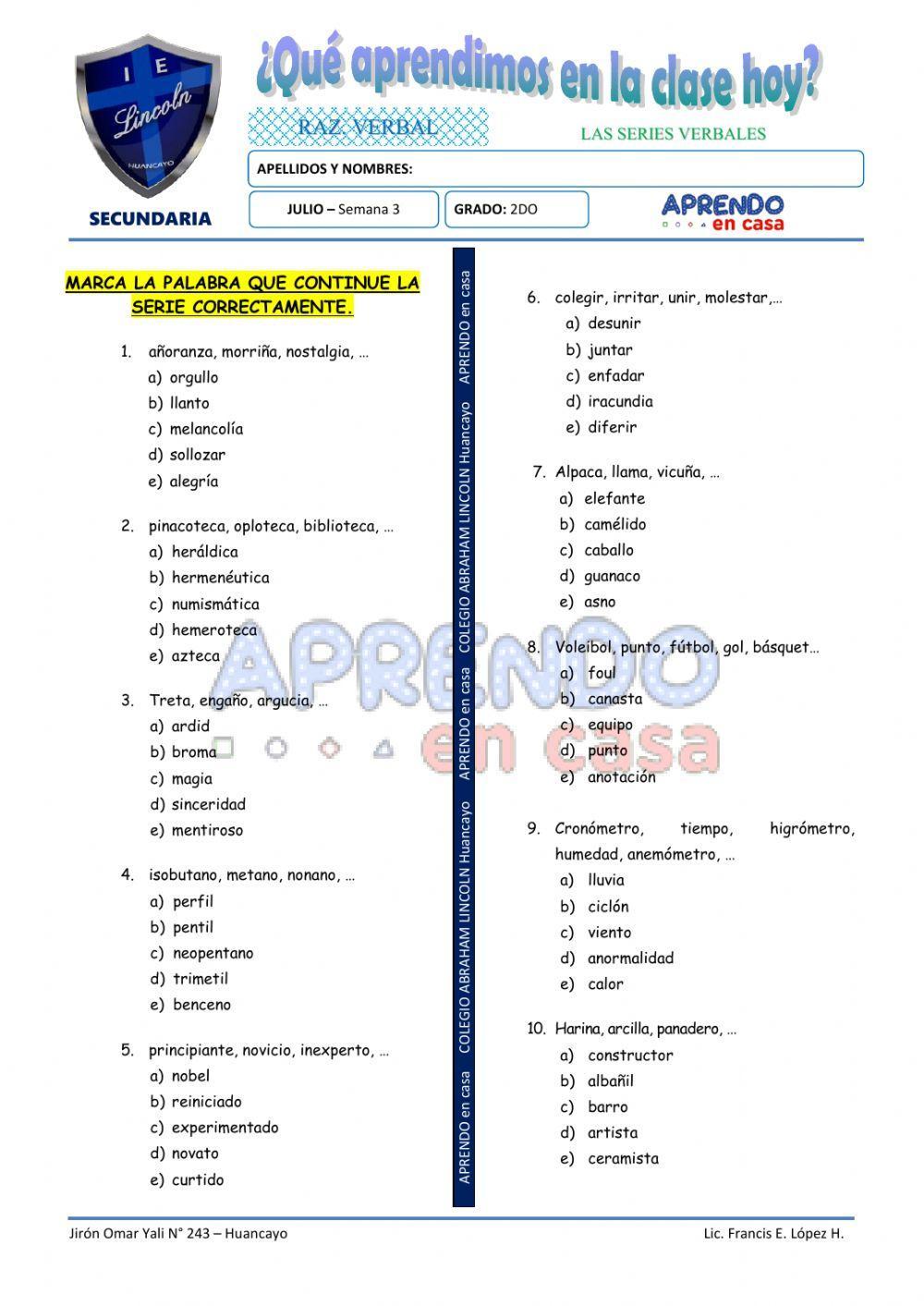 Pract. series verbales
