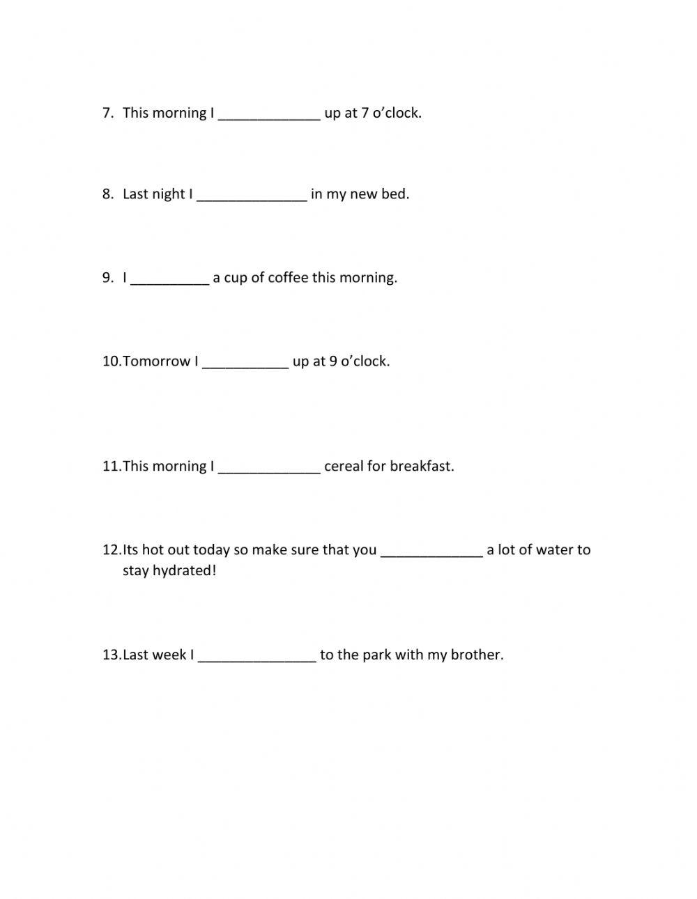 Irregular past tense verbs