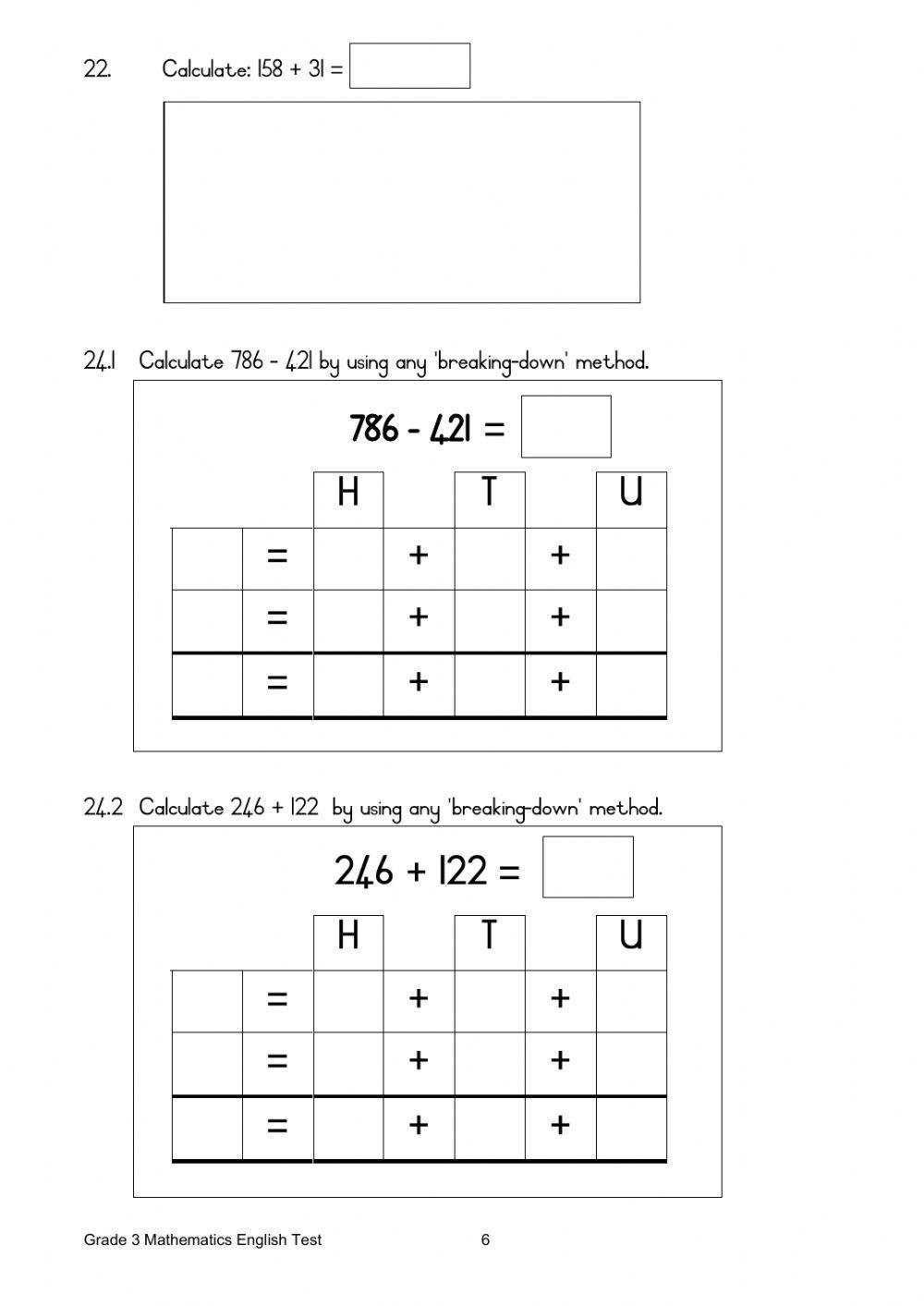 Term 2 Mathematic Task 1 Grade 3