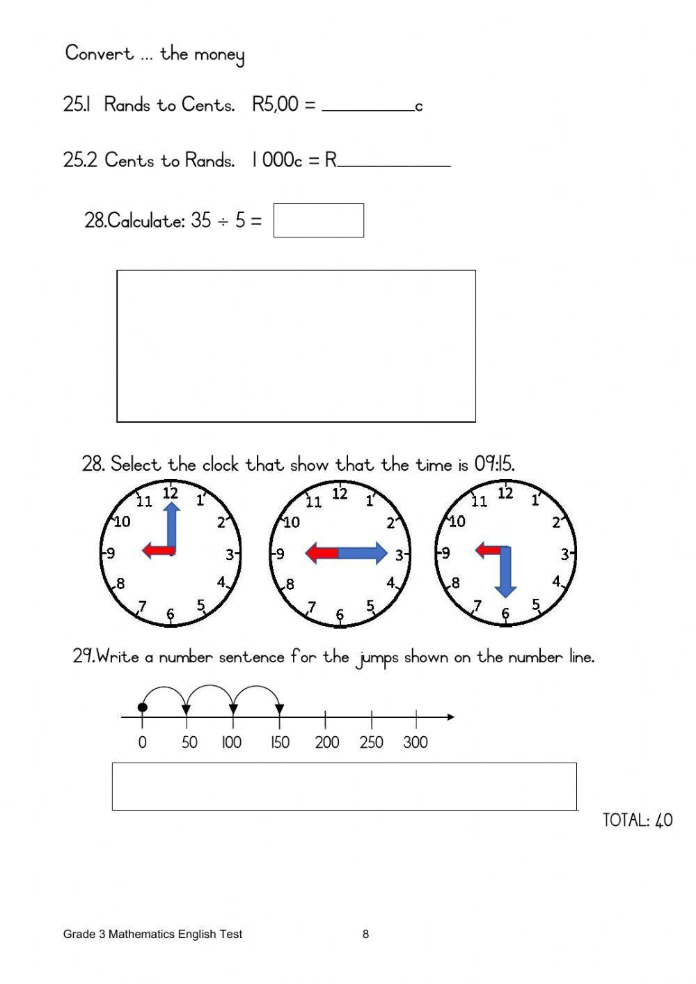 Term 2 Mathematic Task 1 Grade 3