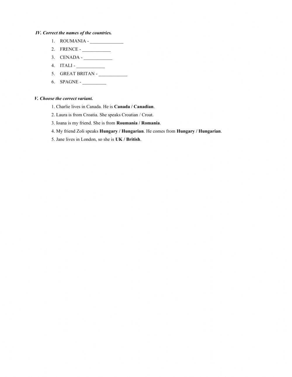 Countries and Nationalities