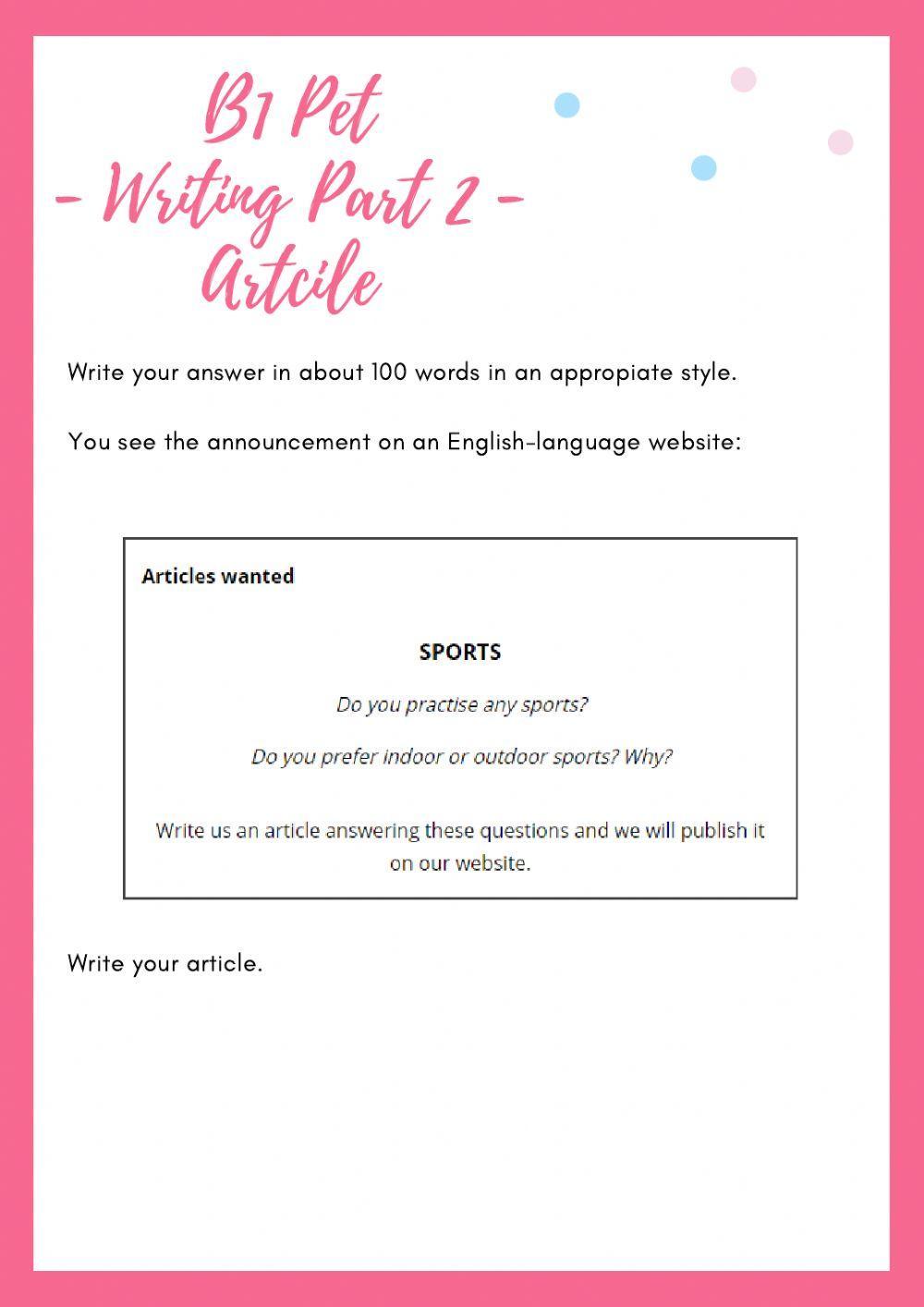 B1 PET - Writing (15.07)