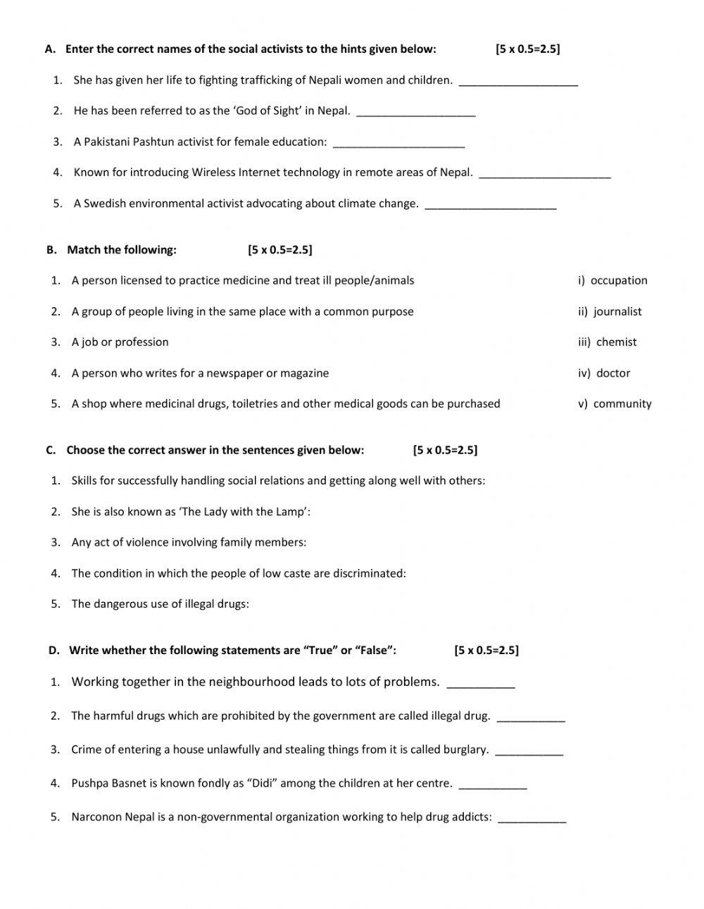 Social Studies 1st Unit Objective Assessment