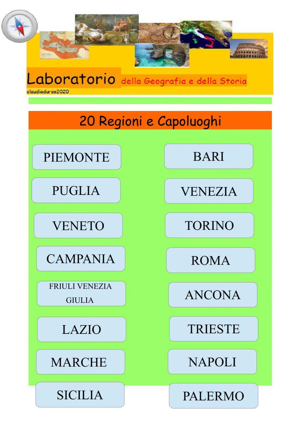 20 REGIONI E CAPOLUOGHI ITALIANI
