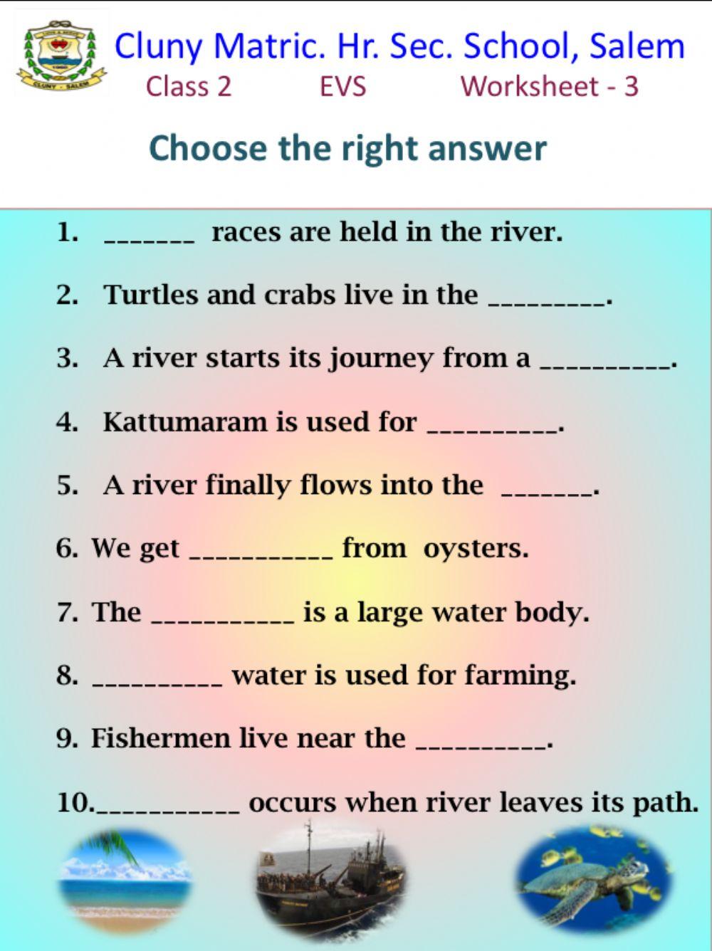 Class 2 EVS 3 sea,rivers Class 2 EVS 3 sea,rivers