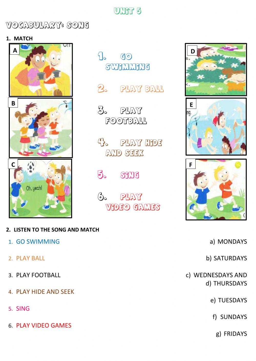 Activities and days of the week