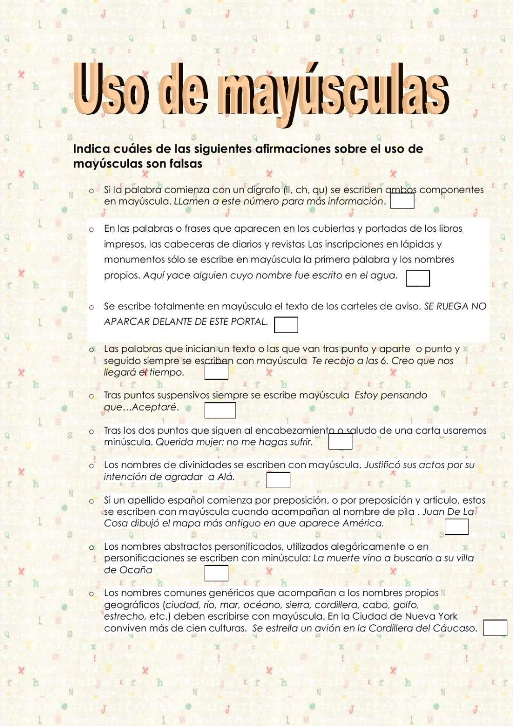 Uso de mayúsculas Uso de mayúsculas