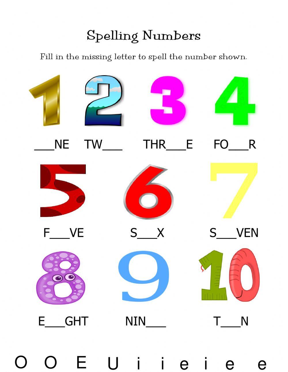 Spelling numbers exercise live worksheets