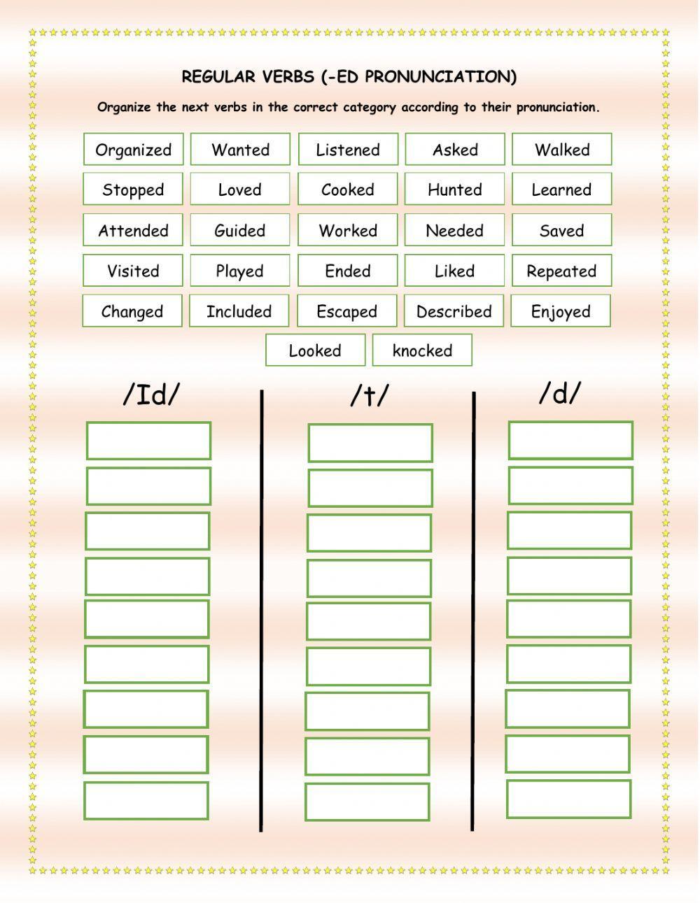 Regular verbs -ed pronunciation