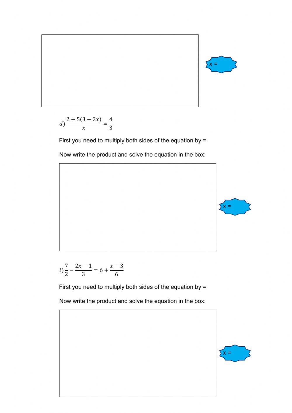Linear equations with fraccions