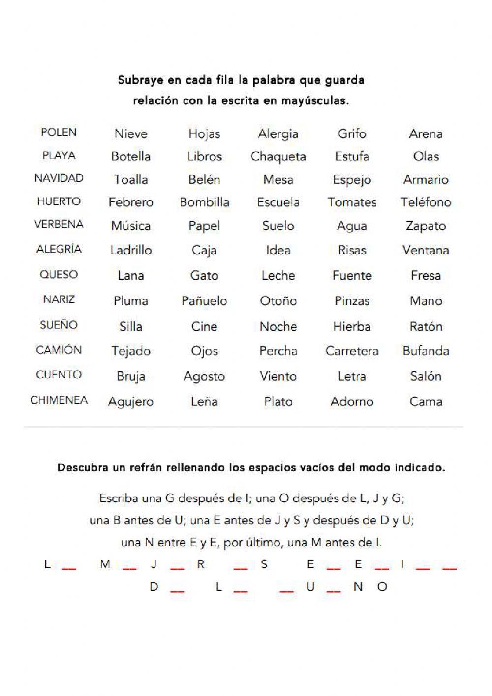 Palabras que guardan relacion