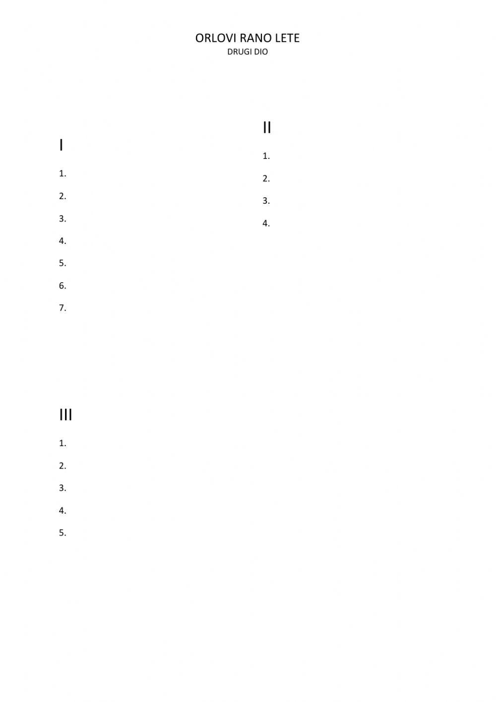 Orlovi rano lete activity for 7 | Live Worksheets