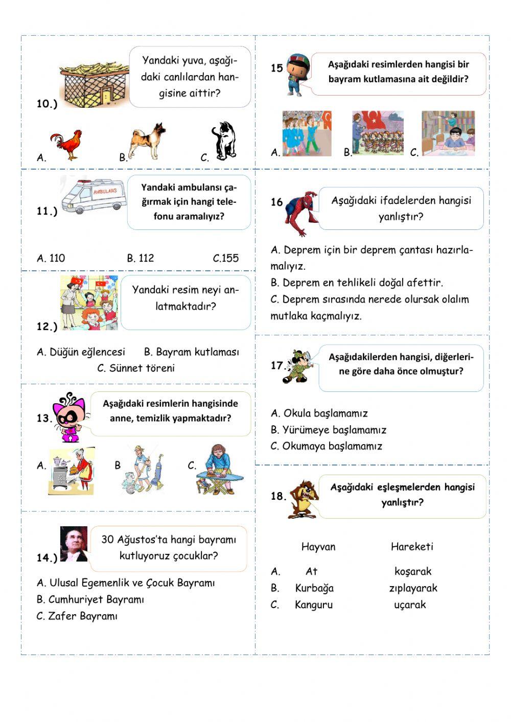 Hayat bilgisi dönem değerlendirmesi 4