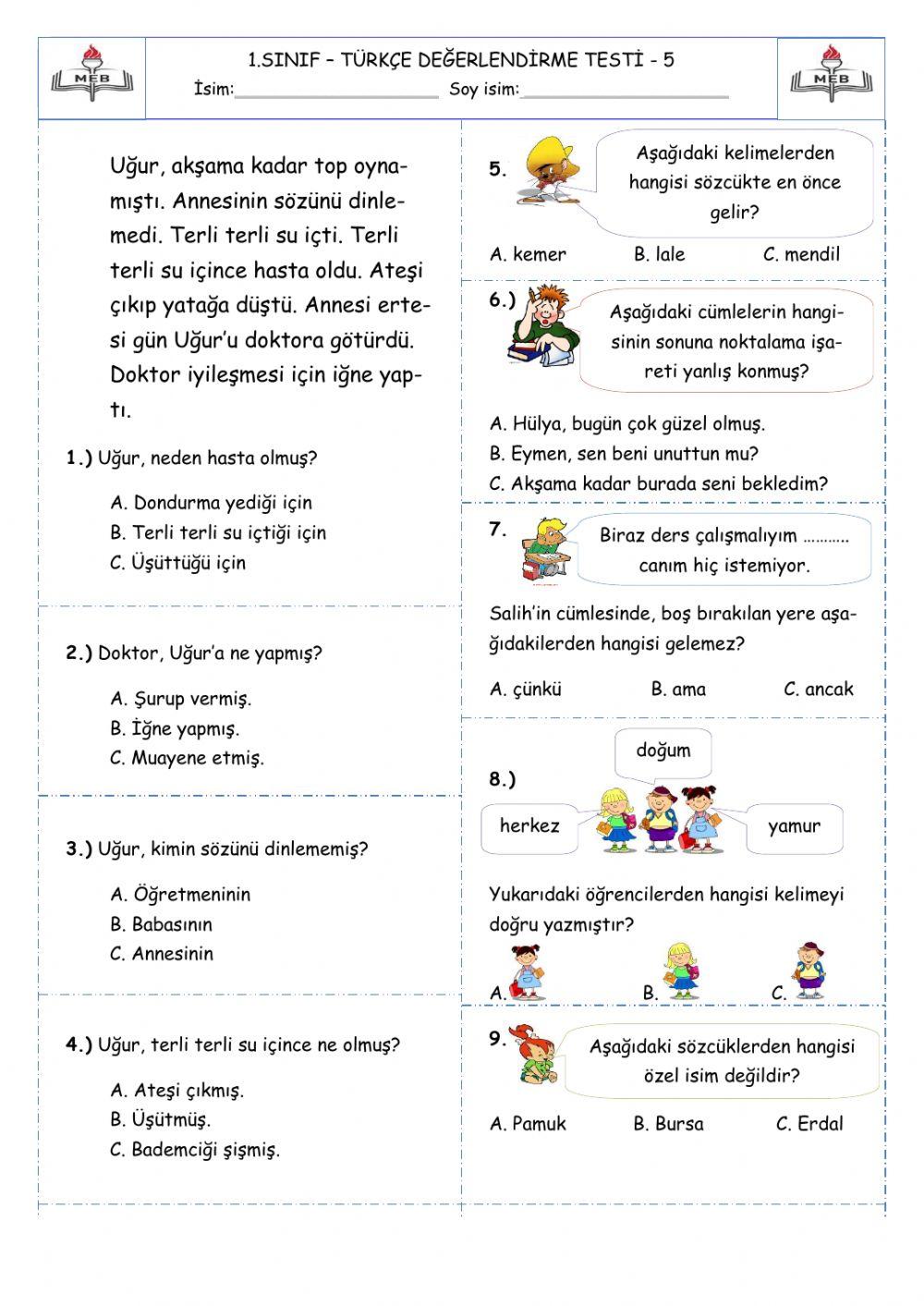 Türkçe dönem değerlendirmesi 4