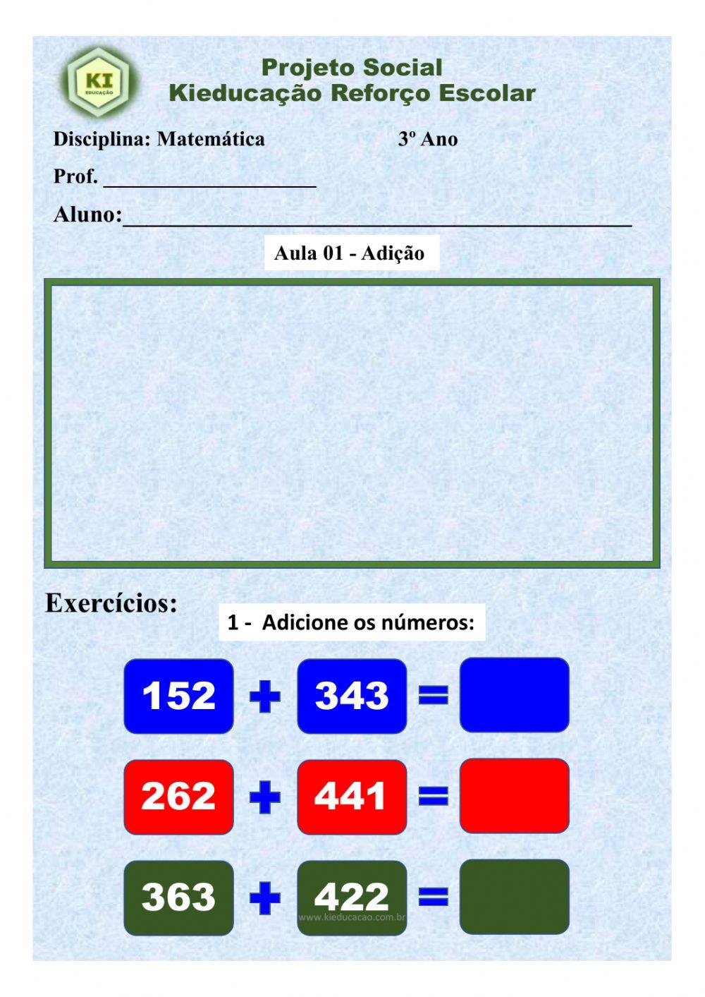 Aula 01 Adição 3º ano