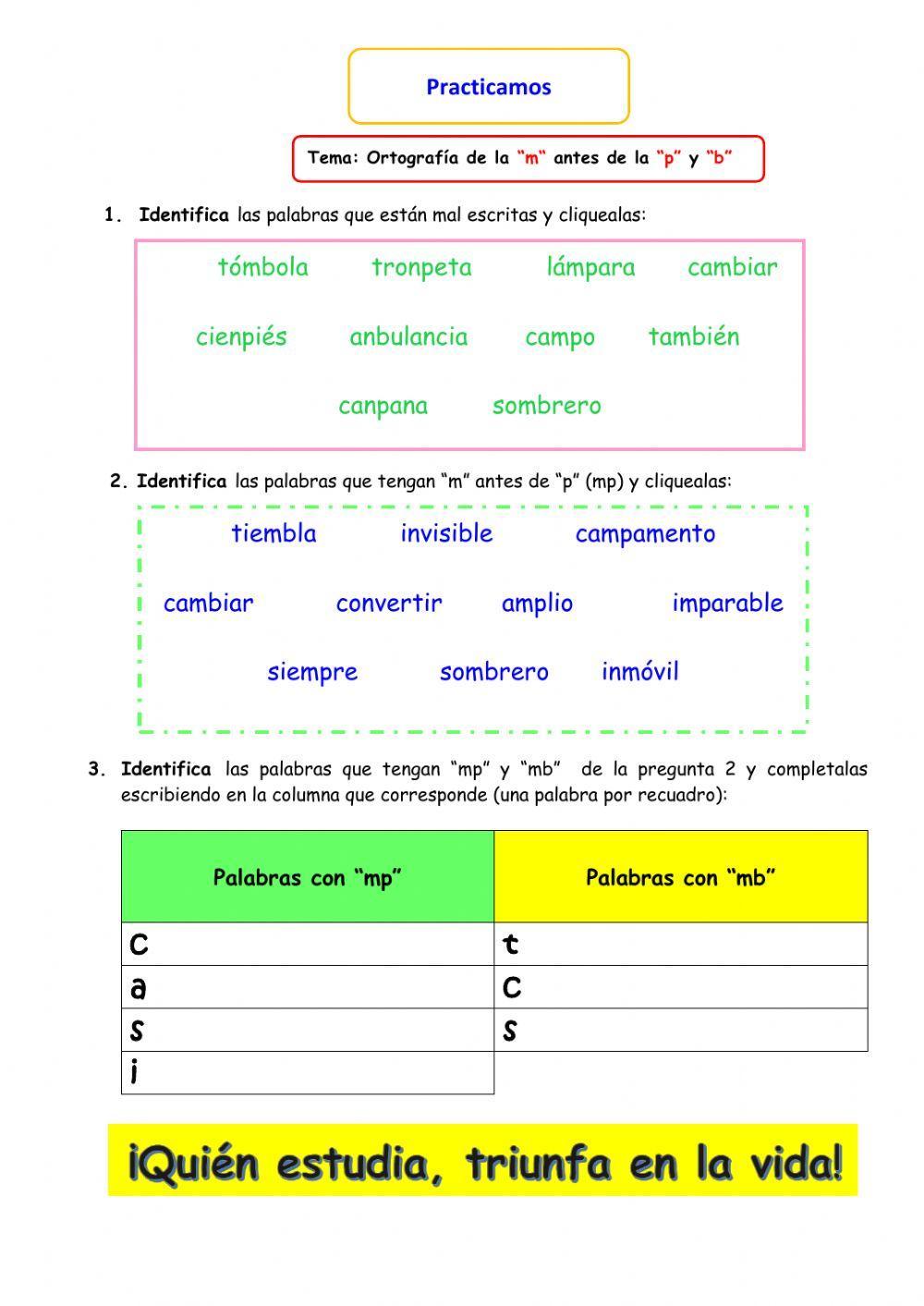 Practica -m- antes de -p - b-