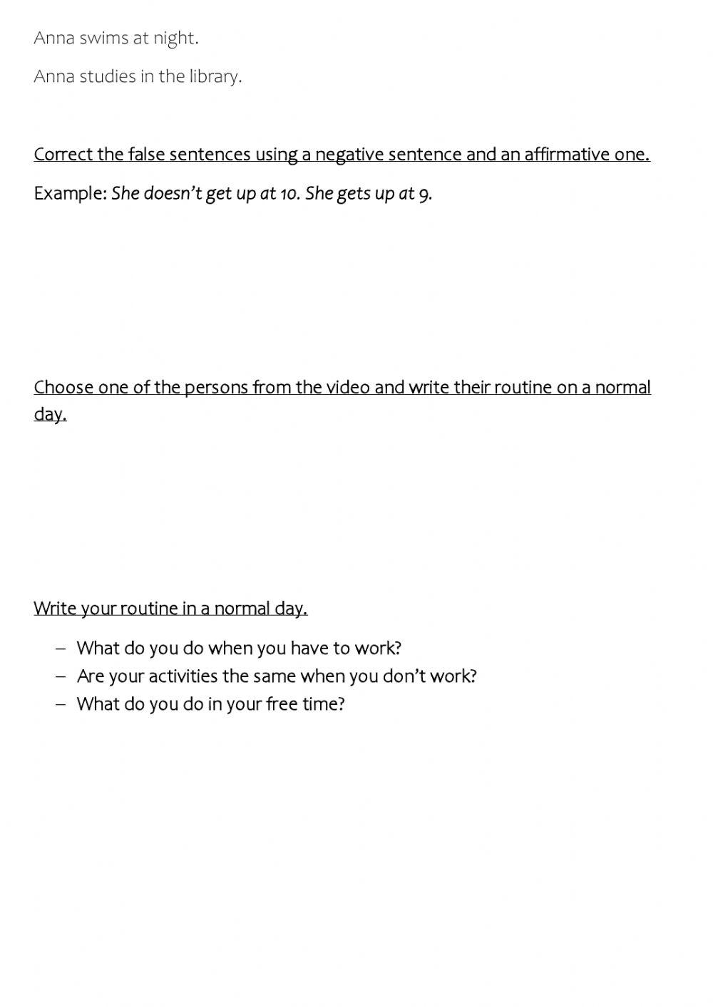 Personal details and daily activities