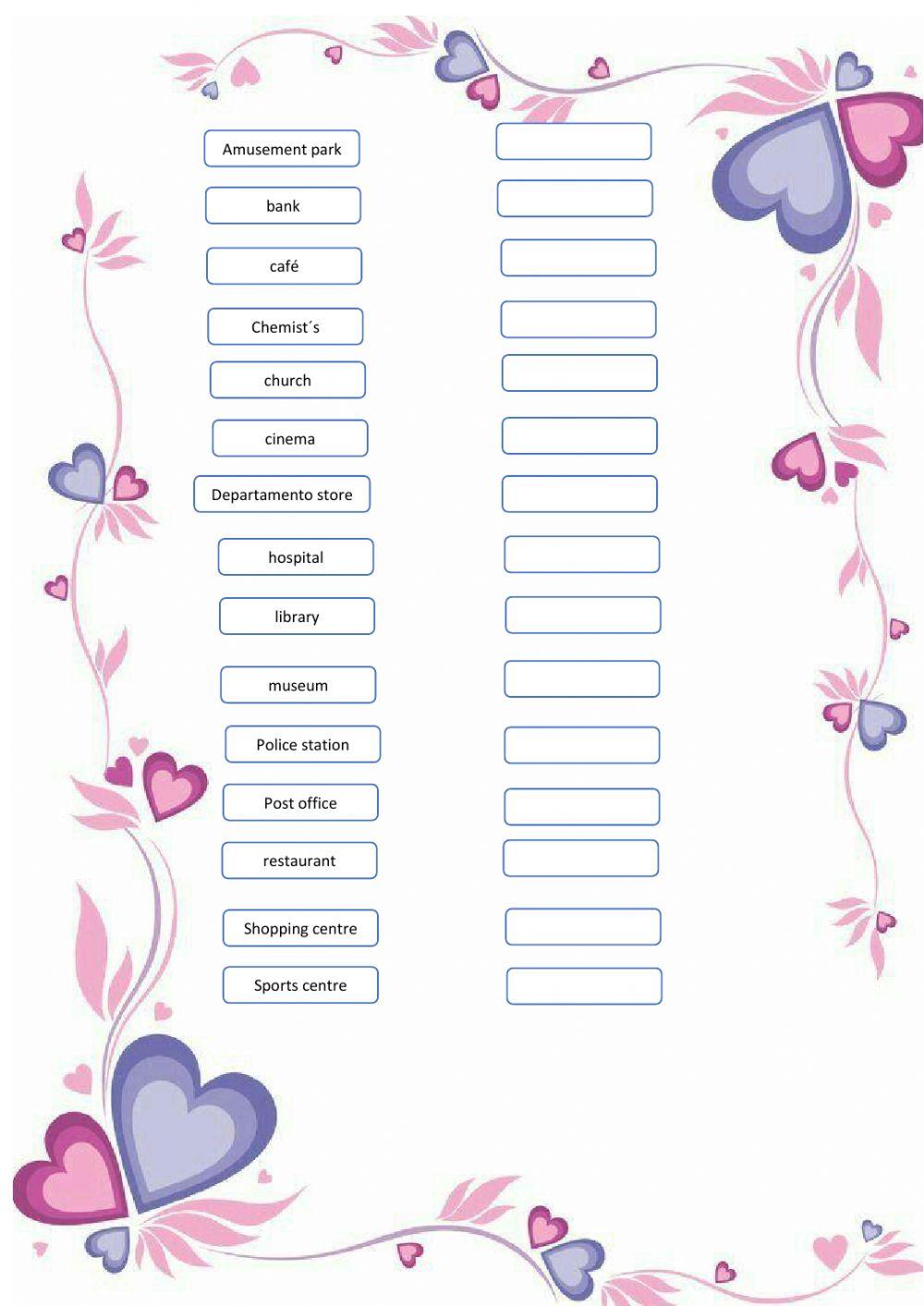 Vocabulario inglés lugares