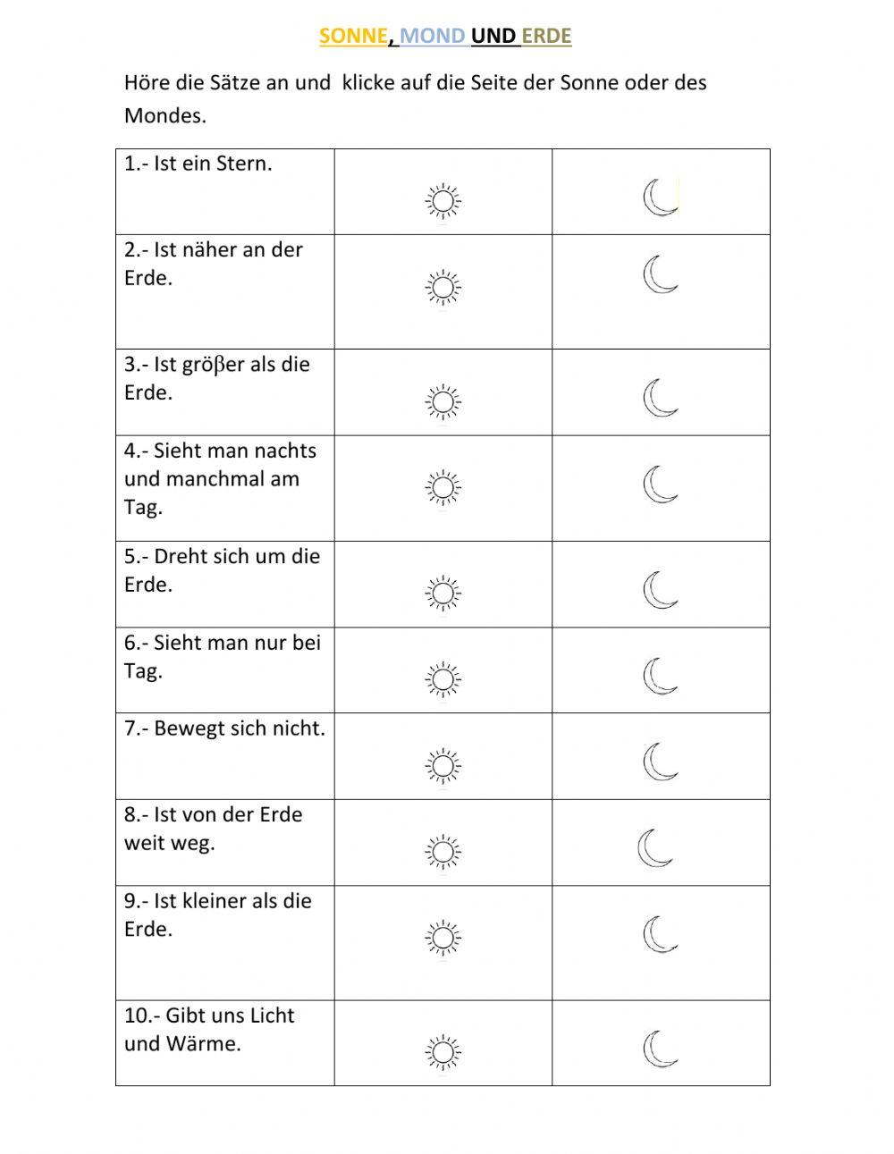 Sonne, Mond und Erde