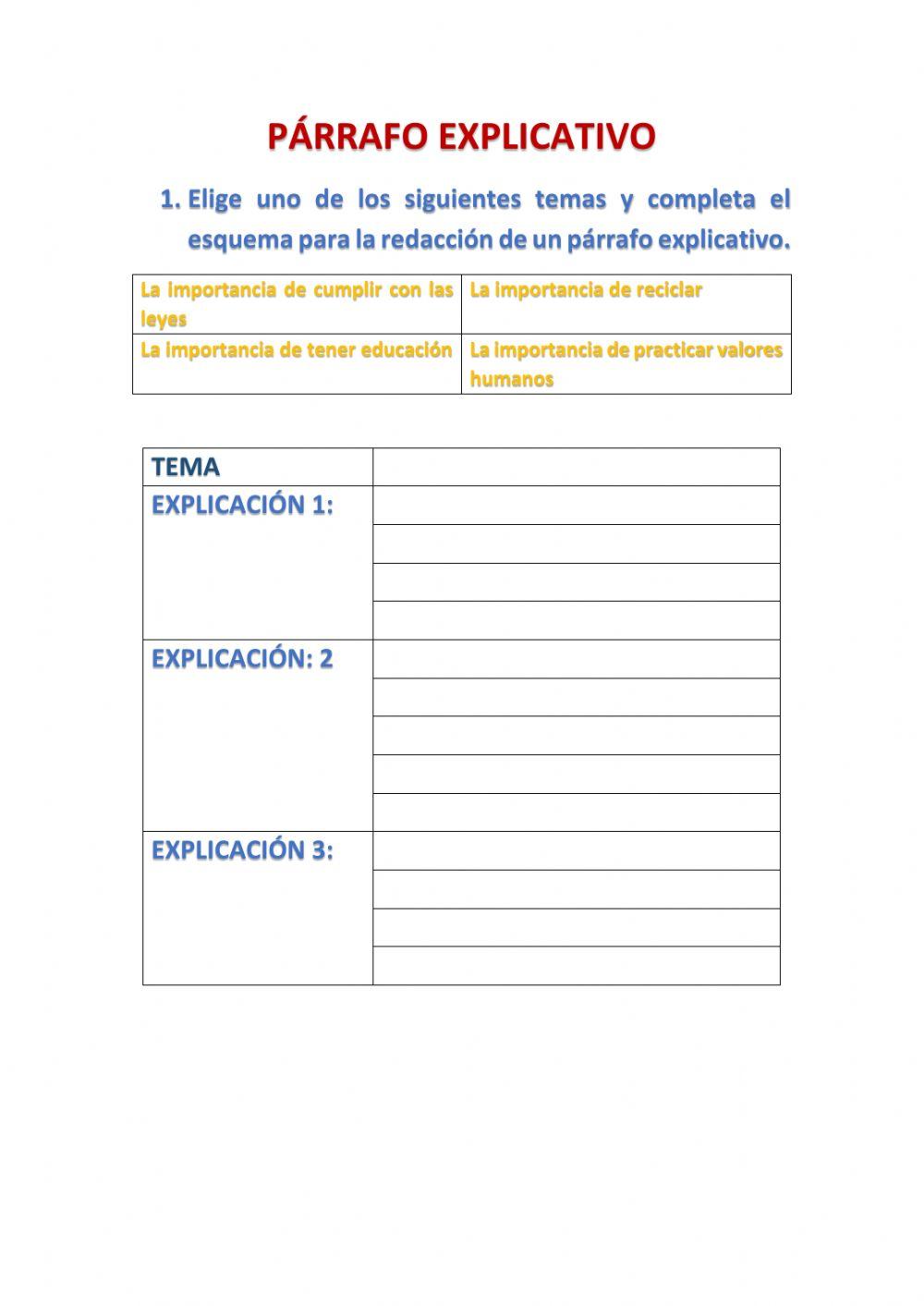 Parrafo explicativo Parrafo explicativo