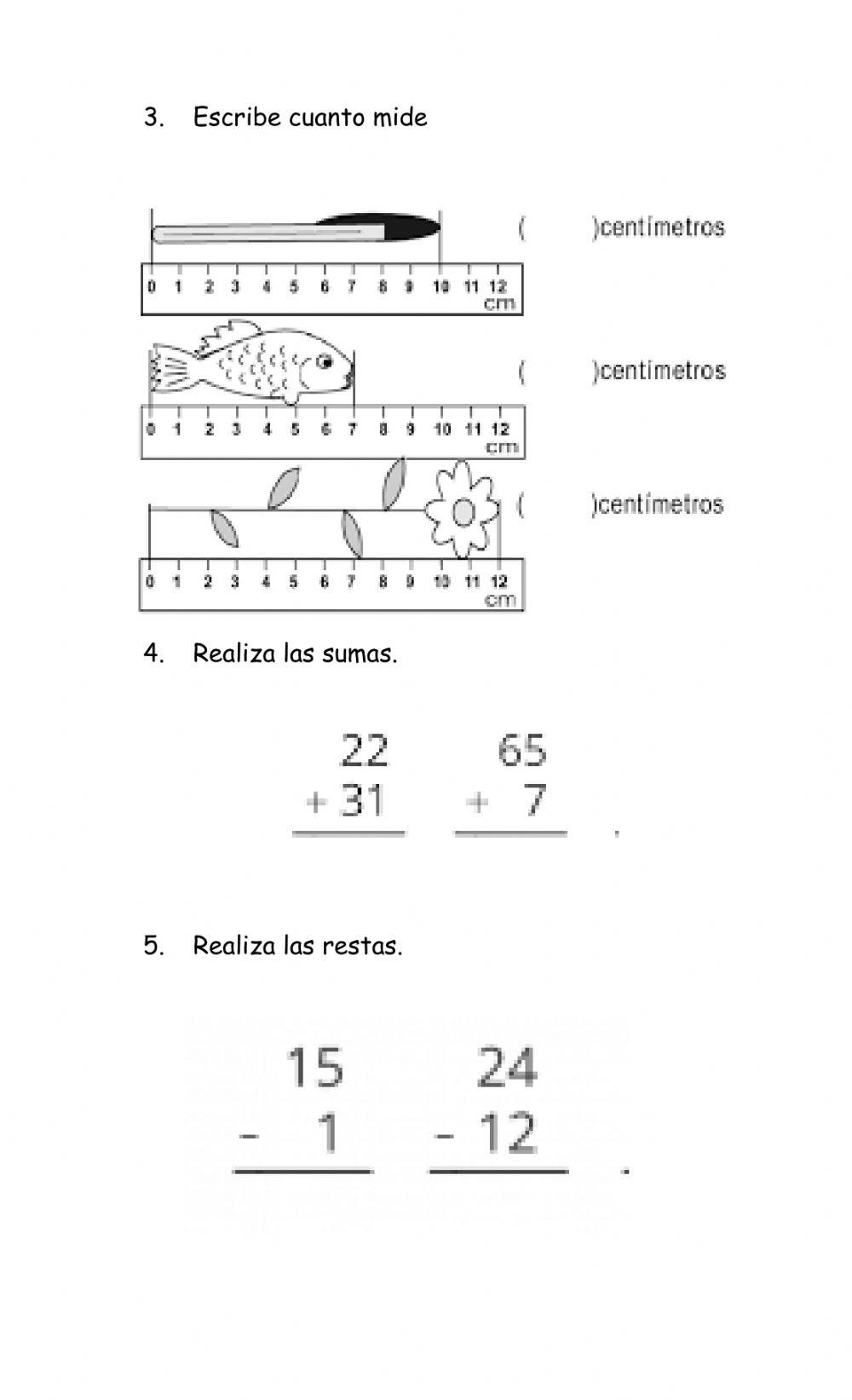 Problemas matematicos, medidas  de longitud, sumas y restas