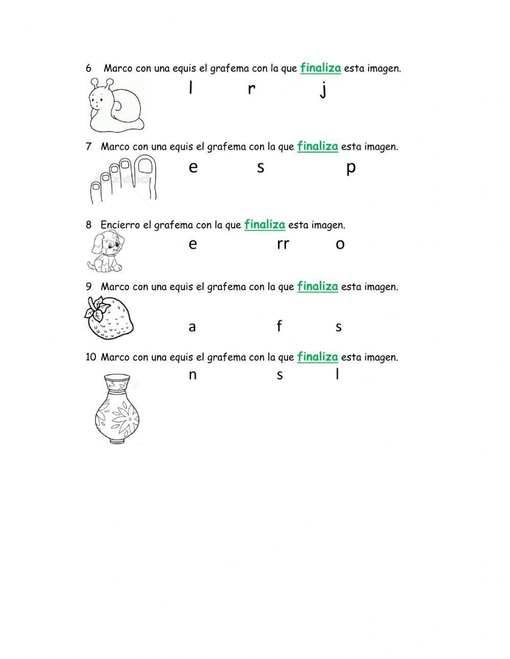Sonidos iniciales y fiinales