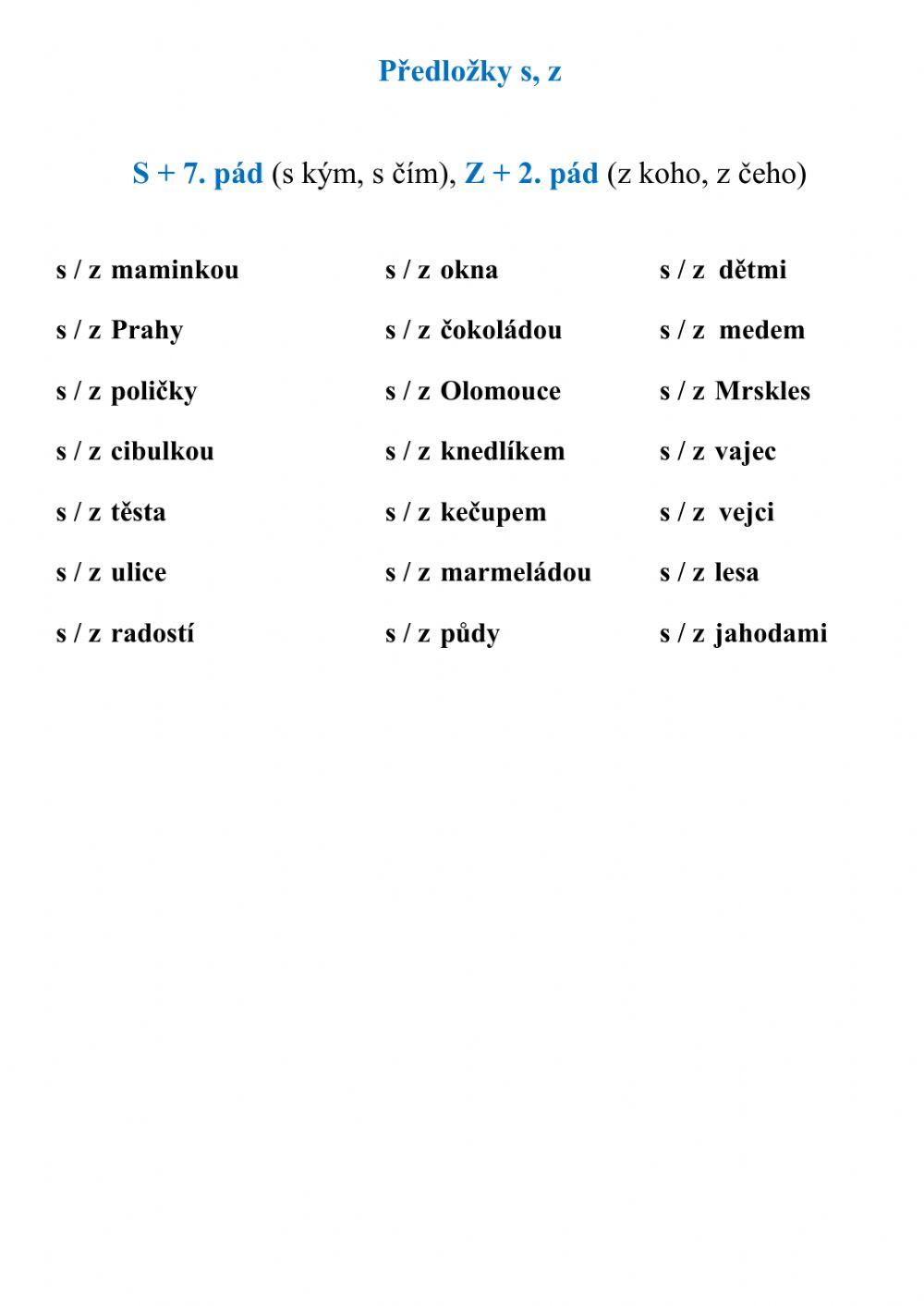 Předložky s, z 1
