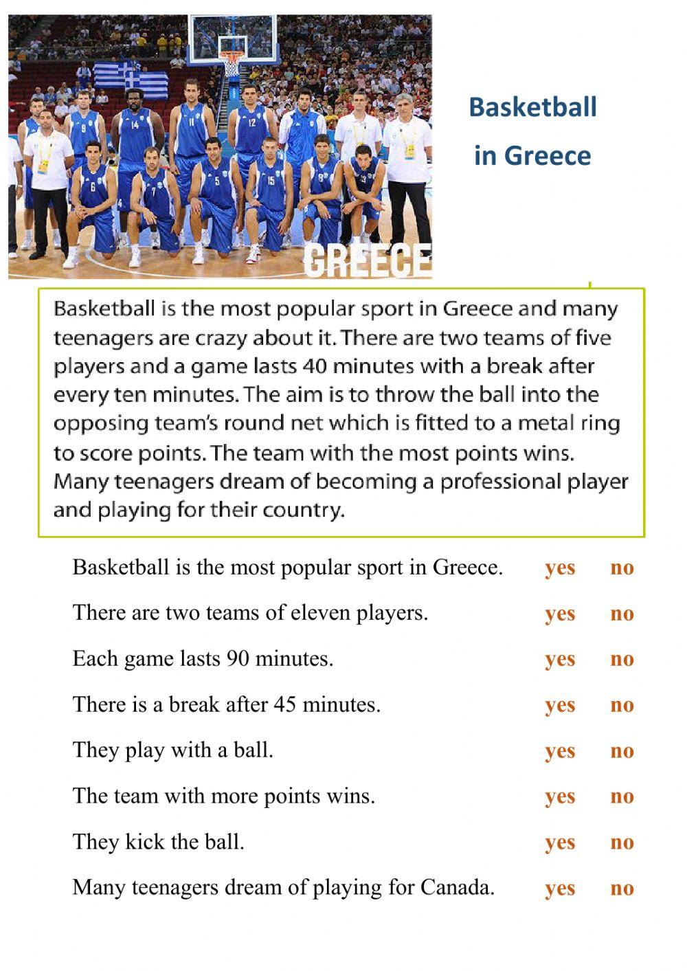 Reading - Basketball in Greece