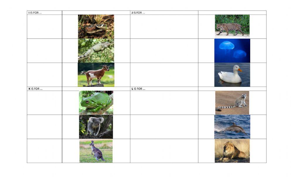 A to Z animals - part 1