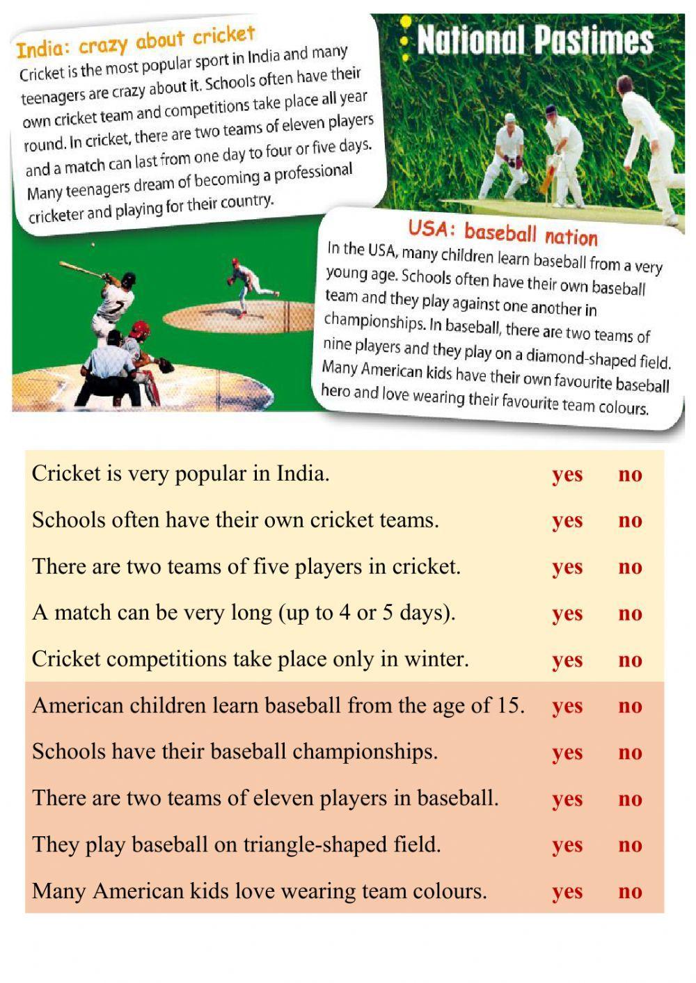Cricket and baseball