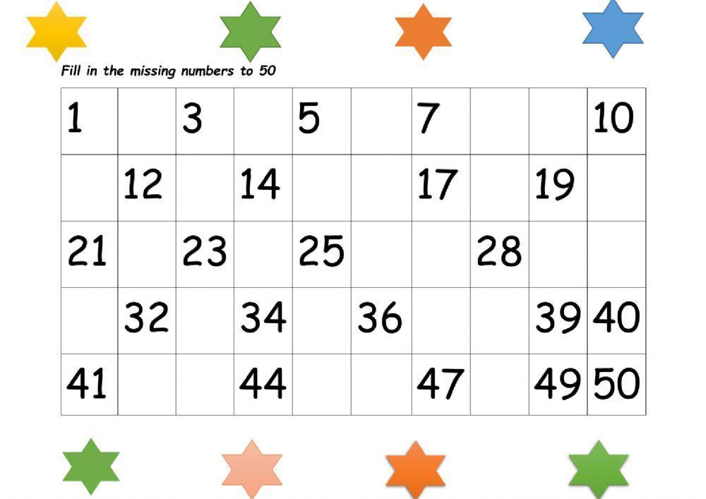 Missing Numbers to 50