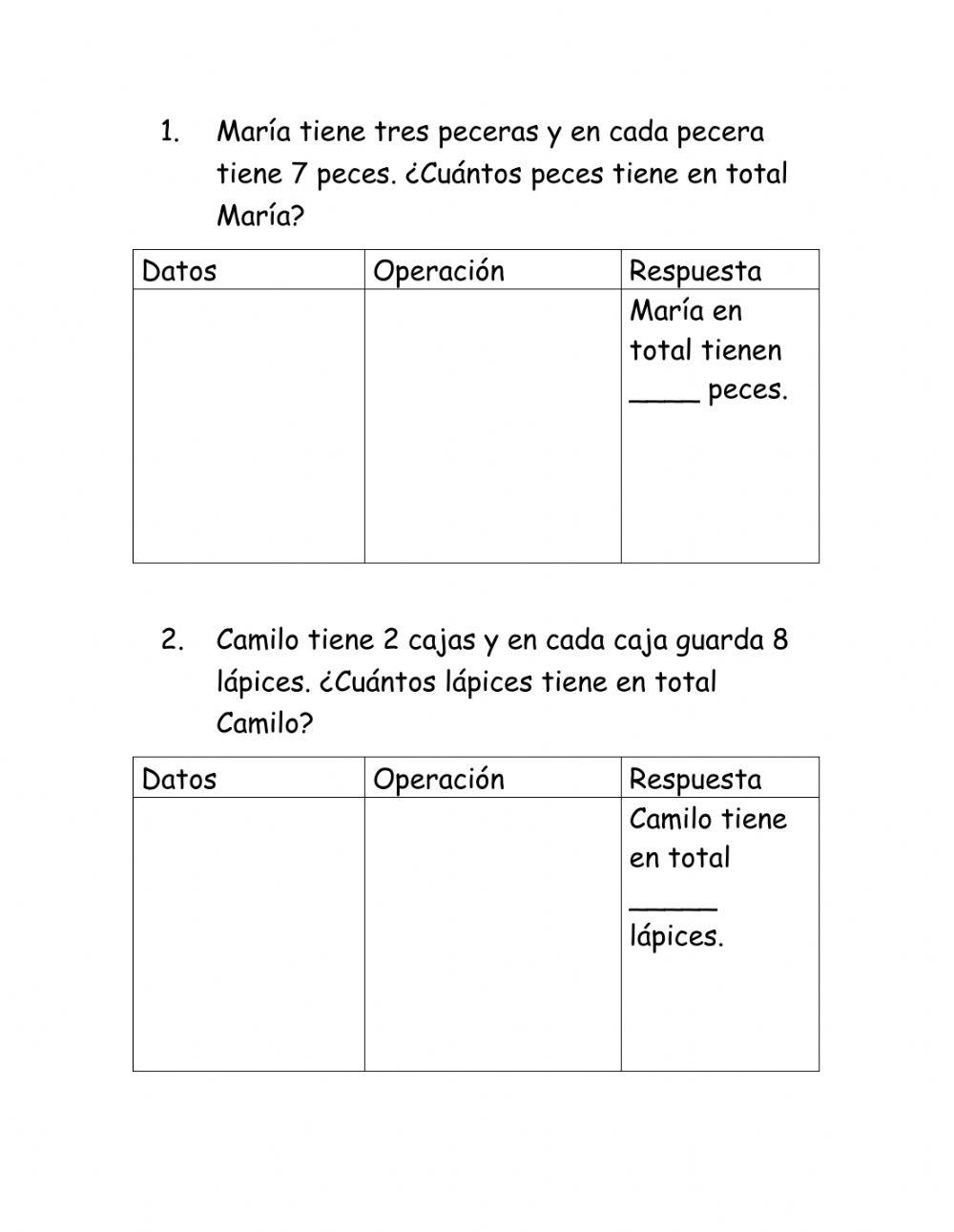 Problemas de multiplicacion