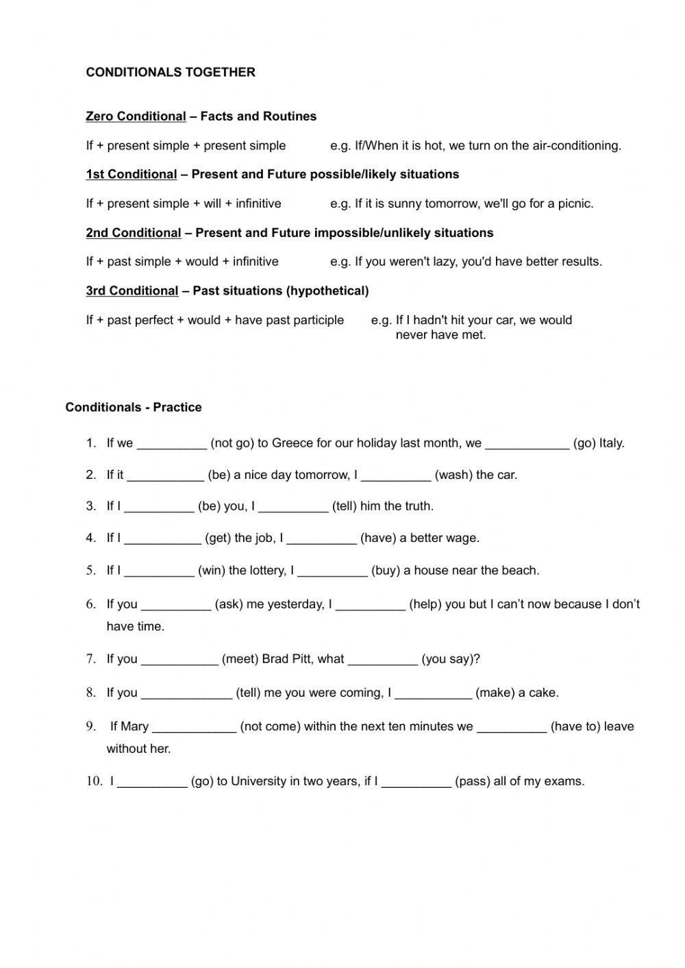 0 1 2 3 conditional exercise