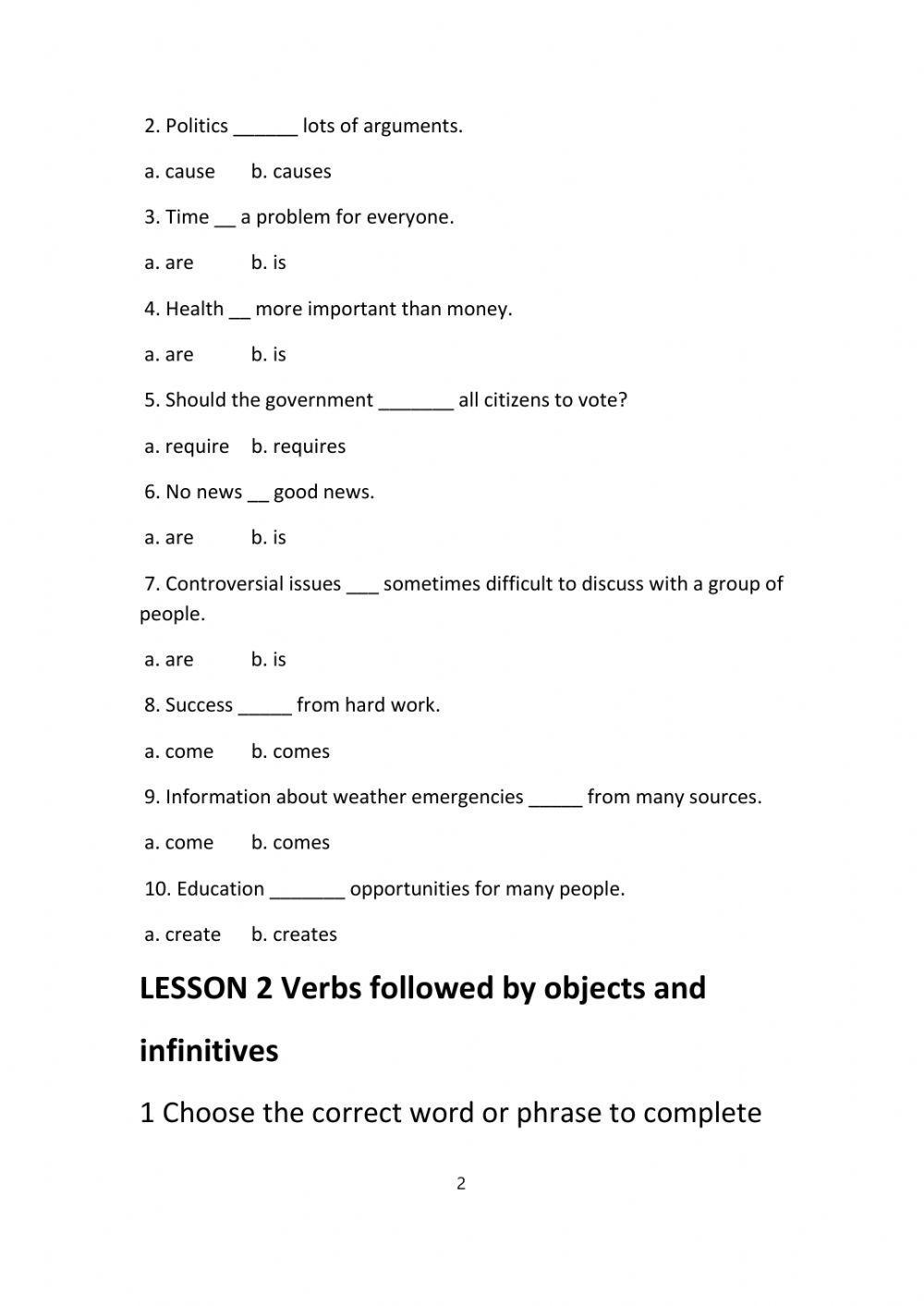 Abstract nouns - Verbs with-without object before infinitive