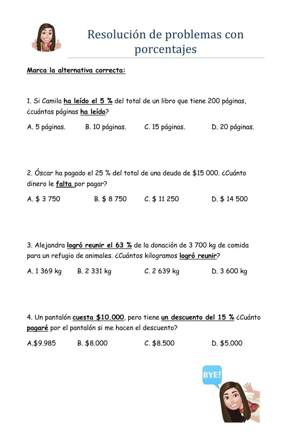 Problemas de porcentajes