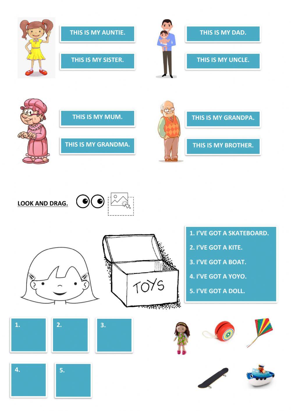 2nd grade Inglés Semana 20 de julio adjectives, family and toys