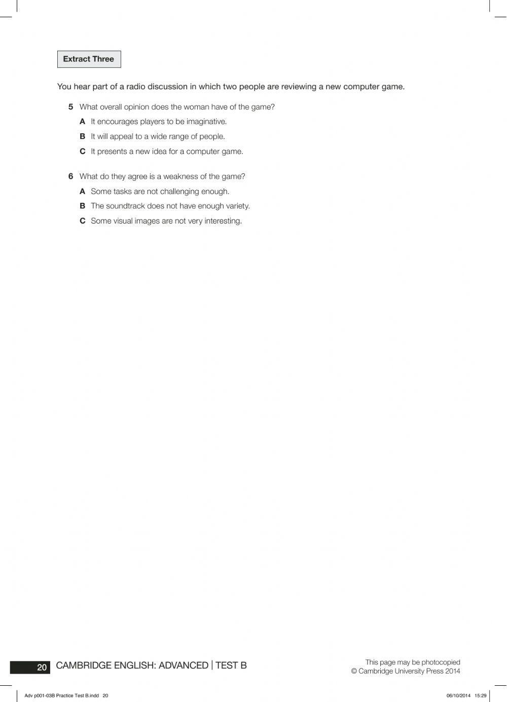 Webster School of English CAE Mid-Year Exam 2020 Listening