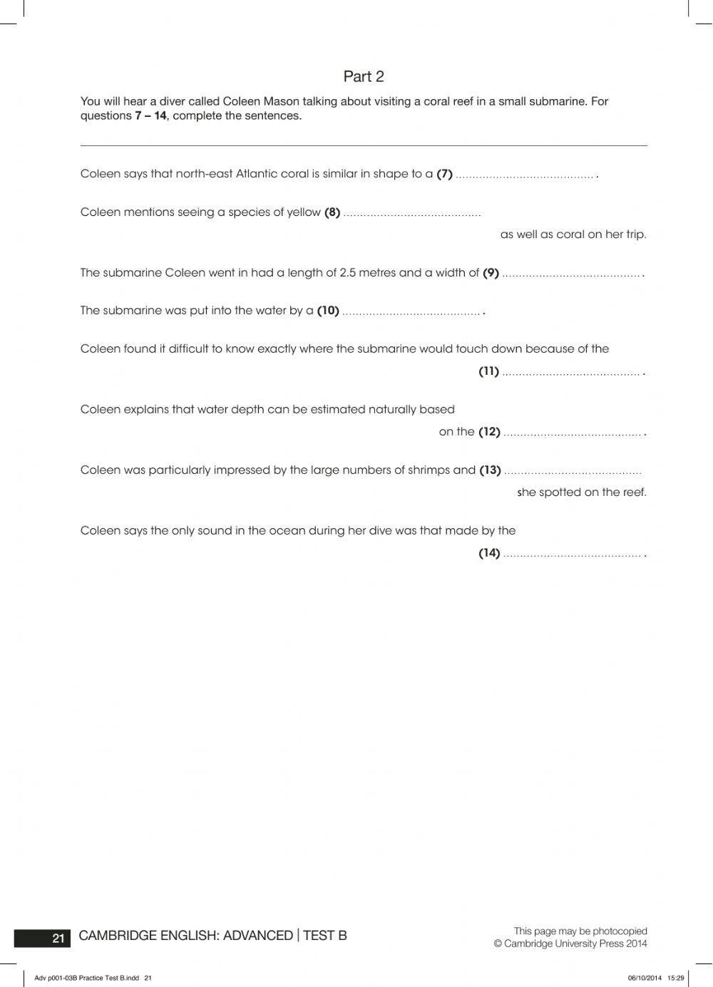 Webster School of English CAE Mid-Year Exam 2020 Listening