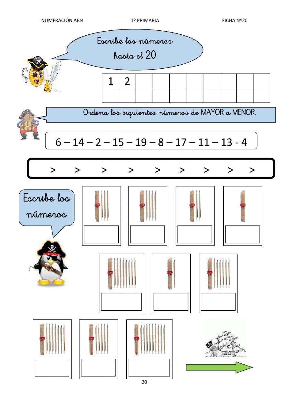 Numeración abn 1º primaria ficha 20
